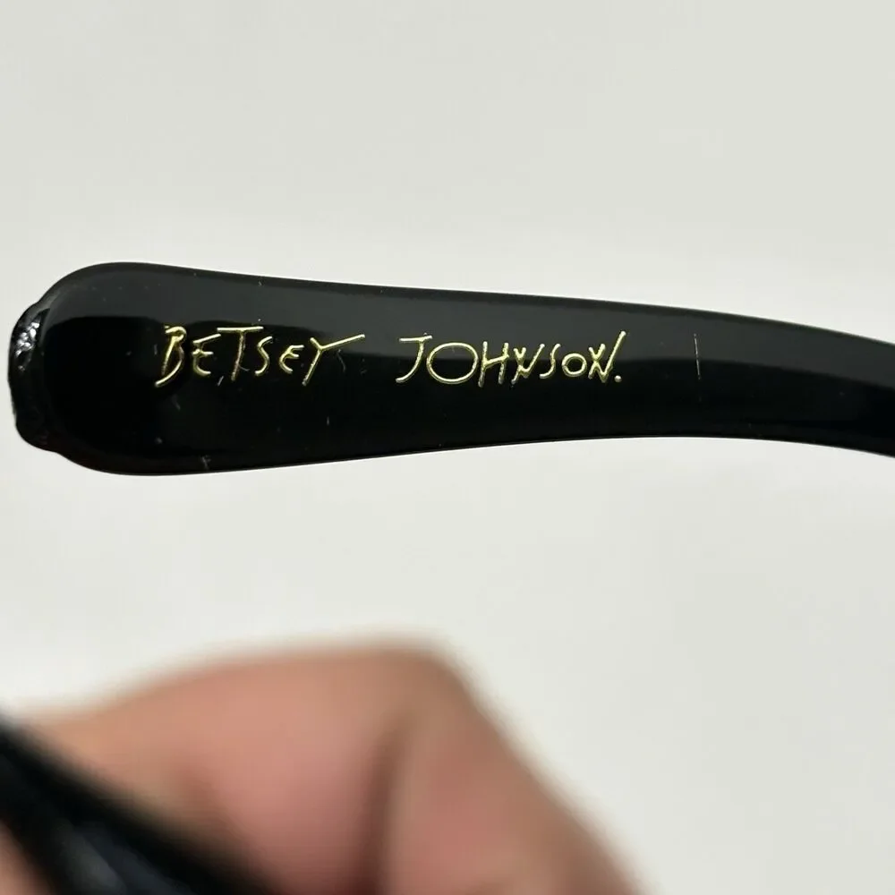 Betsey Johnson Black Floral Jewel Sunglasses Oversized Round UV 400 NWT Acetate
